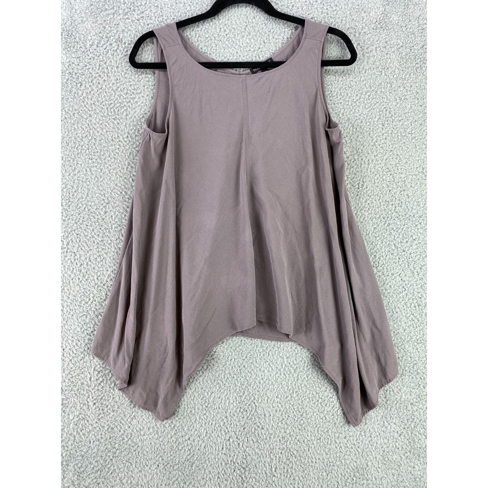 Eileen Fisher Tank Top Women's Small Silk Taupe Shark Bite Oversized